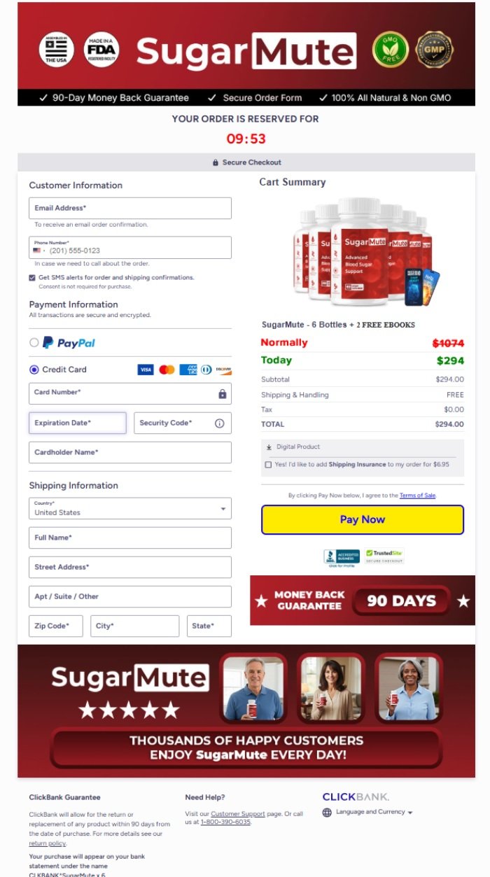 SugarMute Official Website Secure Order Page